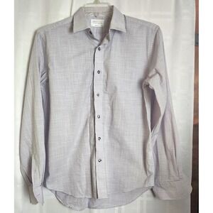 Lorenzo Uomo Mens 15.5 34/35 Perfect Gray/pink‎ Plaid Shirt Long Sleeve Button